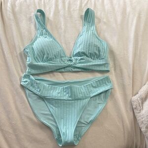 Women's Mint Ribbed Bikini Set - Mint